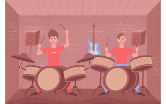 Learning Percussion Flat Instruments 201050616 Vector Illustration Concept