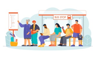 Public Transport Stop Flat 201060212 Vector Illustration Concept