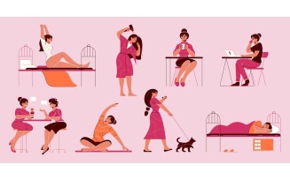 Woman Daily Routine 201051806 Vector Illustration Concept