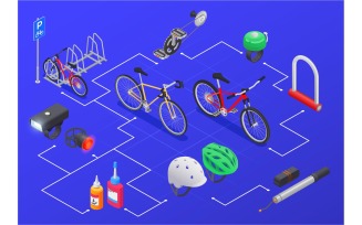 Bicycle Isometric Set 201020135 Vector Illustration Concept