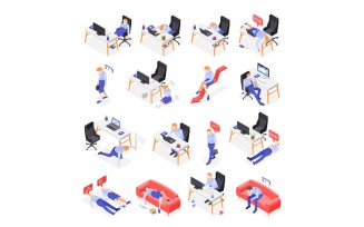 Burn-Out Syndrome Isometric Icons 201030110 Vector Illustration Concept