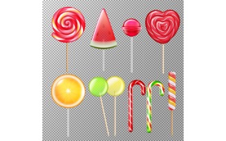 Candies Caramel Lollypops Realistic Transparent 201021134 Vector Illustration Concept