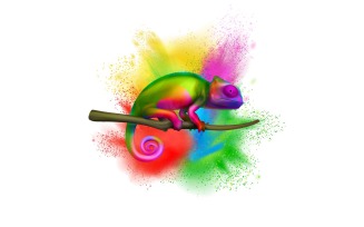 Chameleon Color Explosion Realistic 201021119 Vector Illustration Concept