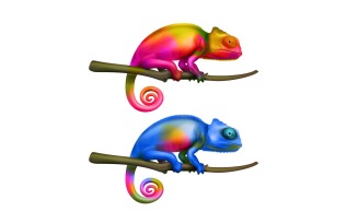 Color Chameleon Realistic 201021116 Vector Illustration Concept