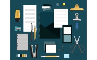 Realistic Office Items Mockup Background 201030505 Vector Illustration Concept