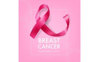 Realistic Ribbon Breast Cancer 201030515 Vector Illustration Concept
