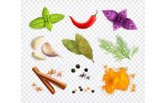 Spices And Herbs Realistic Big Set 201030914 Vector Illustration Concept