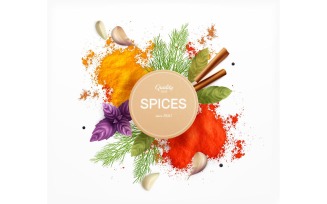 Spices And Herbs Realistic Emblem 201030911 Vector Illustration Concept