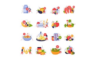 Vitamins In Products Flat Icons 201040217 Vector Illustration Concept
