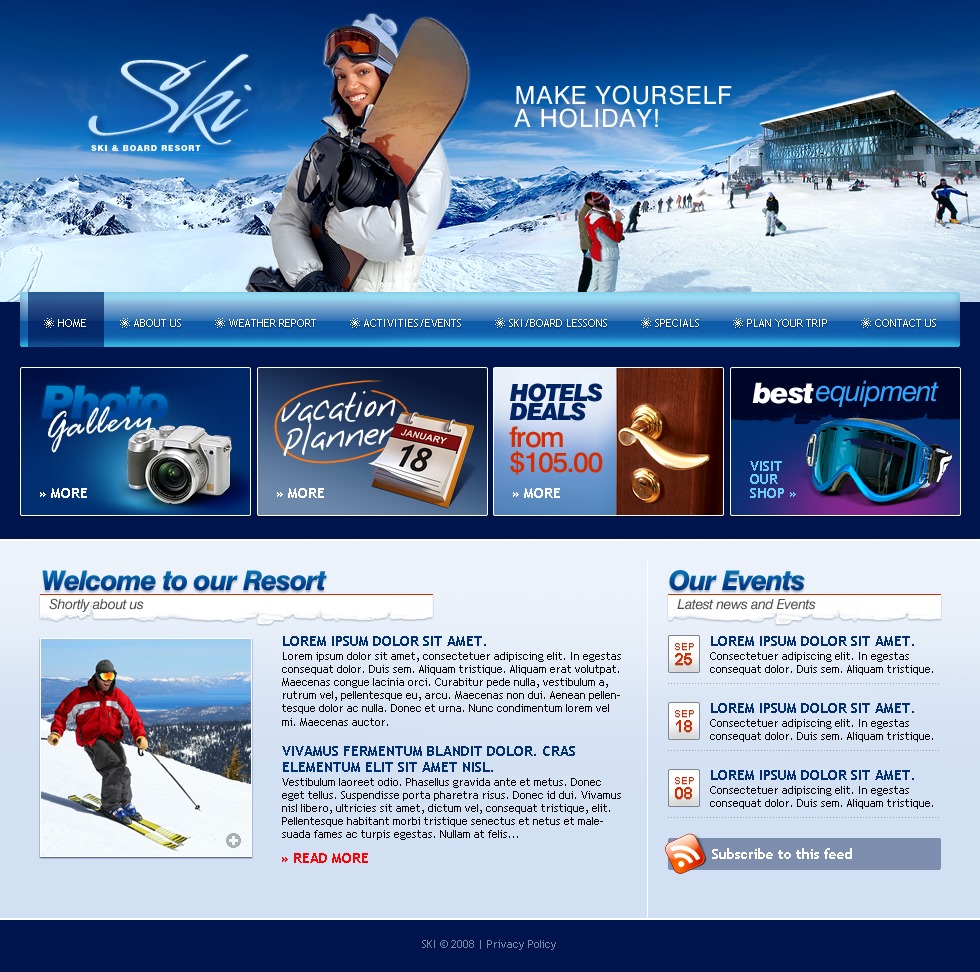 Skiing Website Template 21529