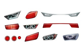 Car Headlights Realistic Set 201012302 Vector Illustration Concept