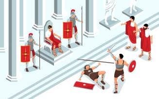 Isometric Ancient Rome Gladiators 201010524 Vector Illustration Concept