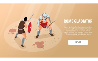 Isometric Ancient Rome Gladiators Horizontal Banner 201010527 Vector Illustration Concept