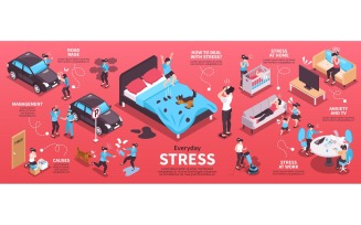 Isometric Everyday Stress Infographics 201012154 Vector Illustration Concept
