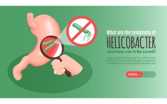 Isometric Gastroenterology Helicobacter Horizontal Banner 201012149 Vector Illustration Concept
