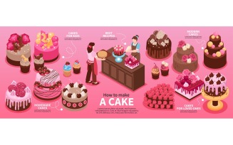 Isometric Homemade Cake Infographics 201012106 Vector Illustration Concept