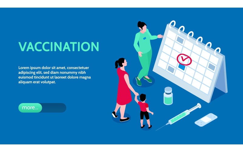 Isometric Vaccination Horiozntal Banner 201003217 Vector Illustration Concept