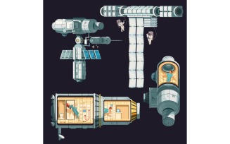Orbital International Space Station Compositions 201012617 Vector Illustration Concept