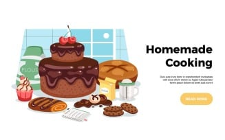 Cooking Homemade Horizontal Banner 201000307 Vector Illustration Concept