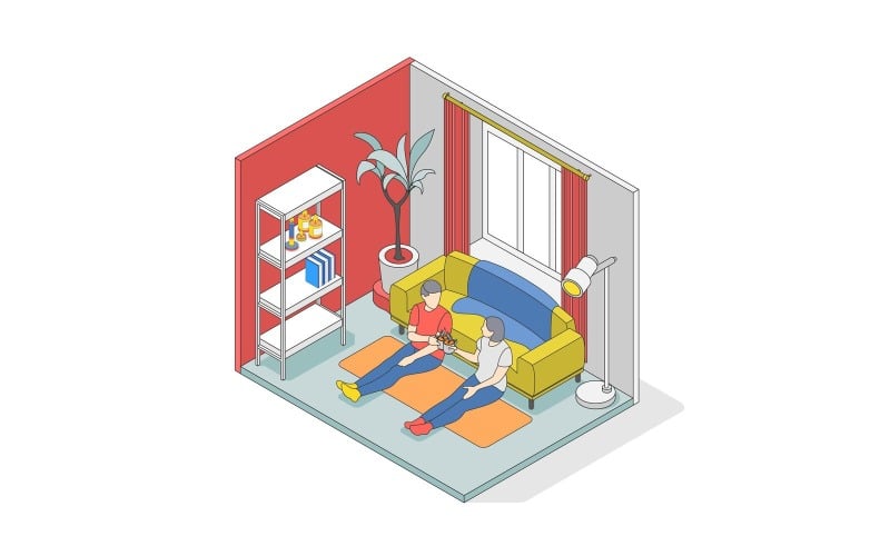 Hygge Lifestyle Isometric Composition 200930130 Vector Illustration Concept