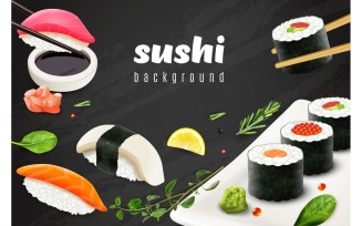 Realistic Sushi Chalkboard Frame 200900705 Vector Illustration Concept