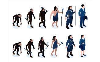 Isometric Human Evolution Color Set 200903214 Vector Illustration Concept