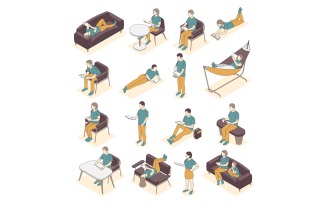 Reading People Isometric Recolor 200830151 Vector Illustration Concept
