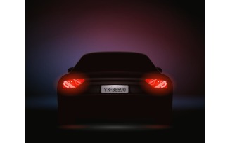 Realistic Car Number Headlights Night 200702901 Vector Illustration Concept