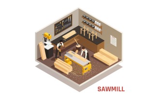 Sawmill Timber Mill Lumberjack Isometric 200910117 Vector Illustration Concept