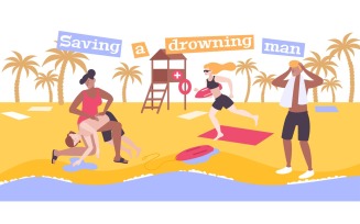 First Aid Drowning Flat 200450714 Vector Illustration Concept