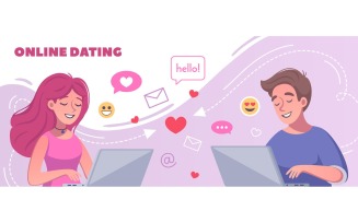 Virtual Relationships Online Dating Cartoon 200320304 Vector Illustration Concept
