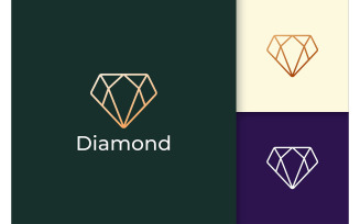 Elegant Gem Logo in Diamond Line Shape