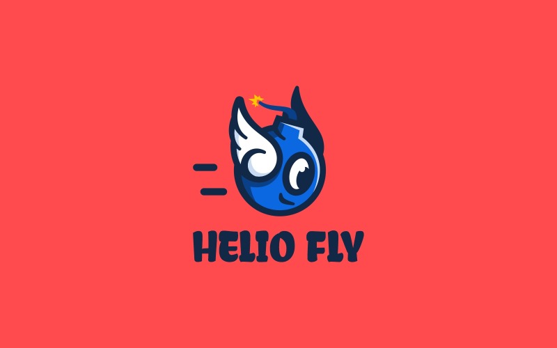 Helio Fly Simple Mascot Logo Logo Template