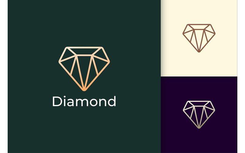 Luxury Gem Logo in Diamond Line Shape Logo Template