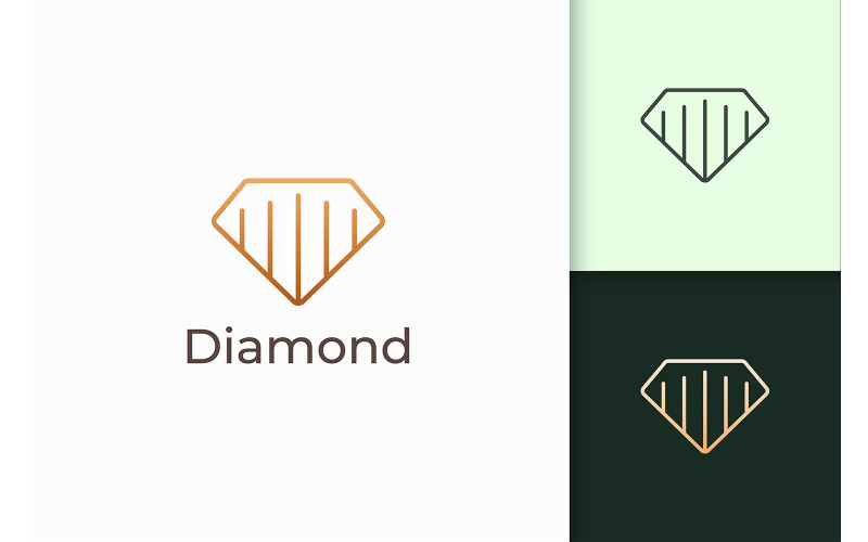 Luxury Jewel Logo in Diamond Line Shape Logo Template
