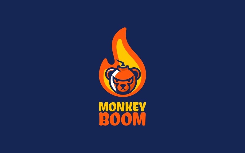Monkey Boom Simple Mascot Logo Logo Template