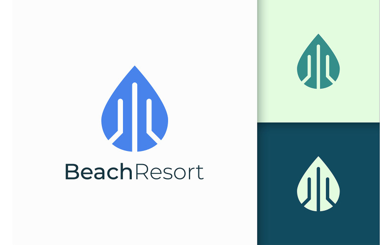 Waterfront Apartment or Hotel Logo Logo Template