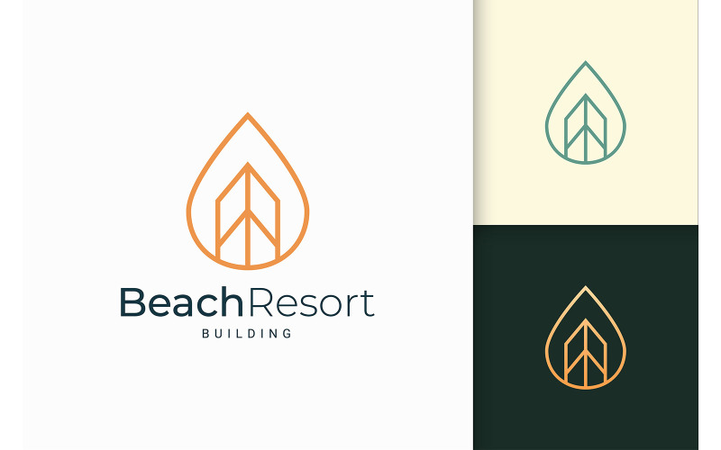 Waterfront Apartment or Resort Logo Logo Template