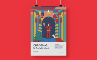Christmas Special Sale Poster Template - Cubism Style