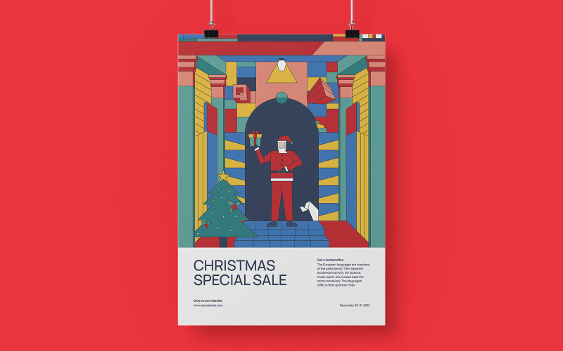 Christmas Special Sale Poster Template - Cubism Style Corporate Identity