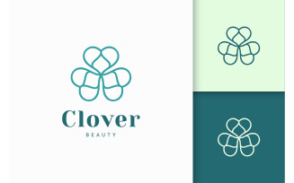Clover Leaf Logo in Line and Love Shape