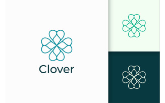Clover or Patrick Logo in Line and Love Shape