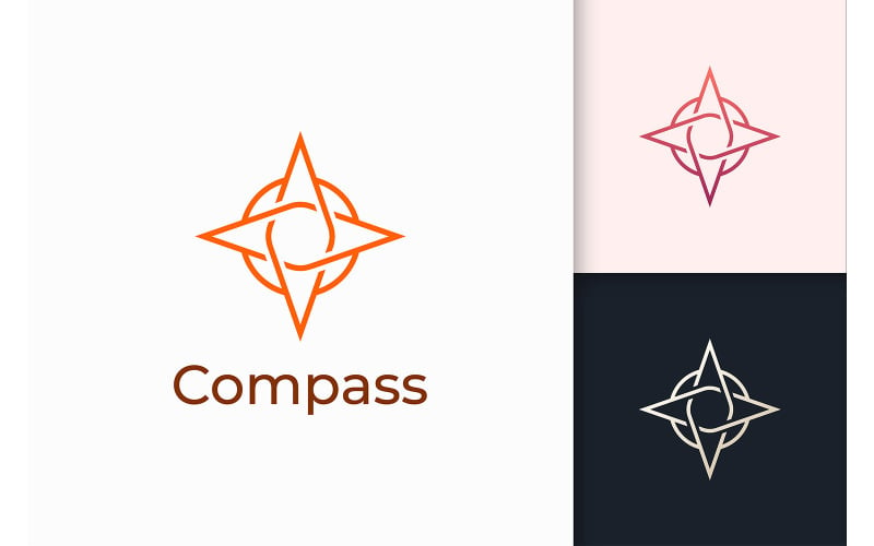 Compass Logo in Simple Shape for Advanture Logo Template