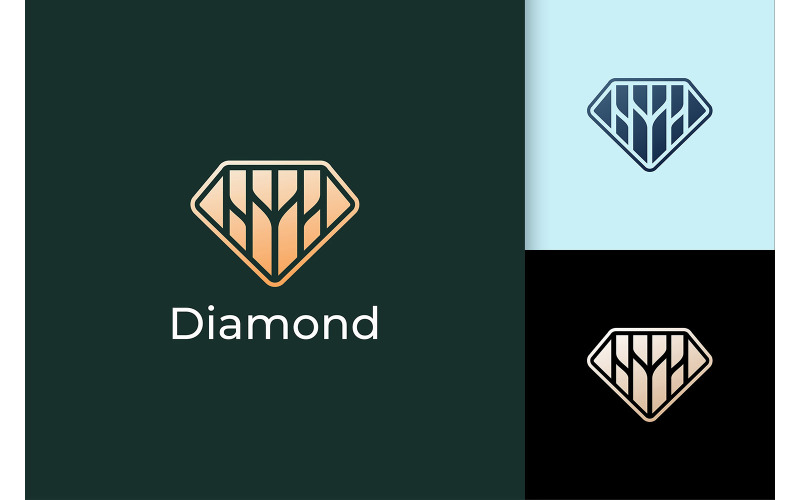 Gem or Jewel Logo in Diamond Shape with Luxury Style Logo Template