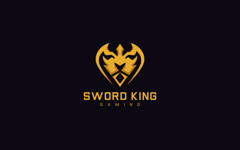 Golden Lion Sword Logo Template