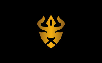 Lion Head Sword Shield Logo Template
