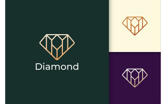 Luxury and Modern Jewel Logo in Diamond Line Shape