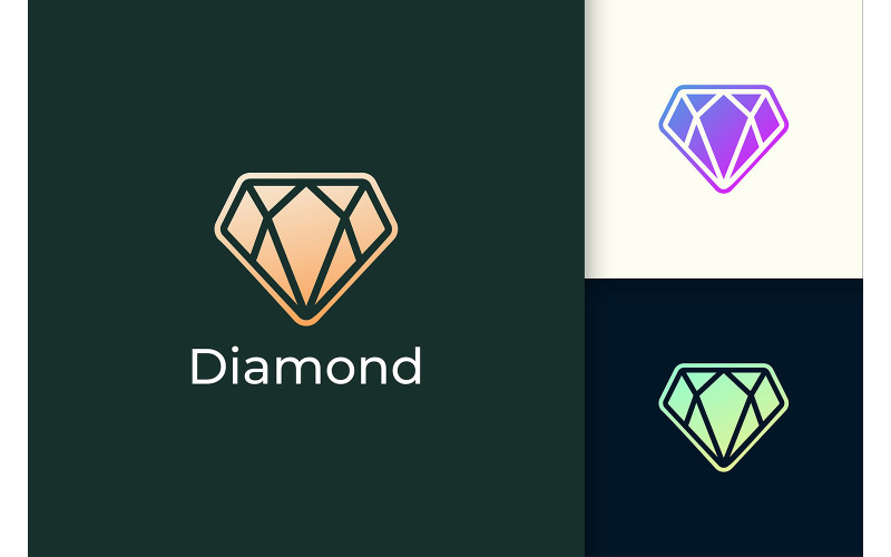 Luxury Gem or Jewel Logo in Diamond Shape Logo Template