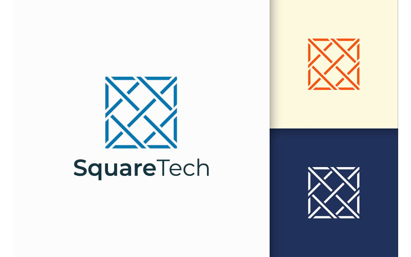 Modern Technology Logo in Blue Color Logo Template