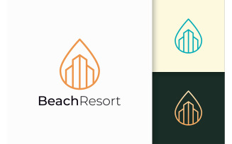 Modern Waterfront Hotel or Resort Logo